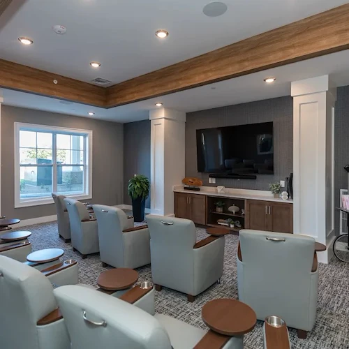 Acclaim at The Hill, senior living community offering active adult and independent living in Fredericksburg, VA, cozy theatre