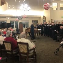 Pioneer Valley Lodge Gracious Retirement Living Hawthorn Senior Independent Living in North Logan, Utah residents being sang to